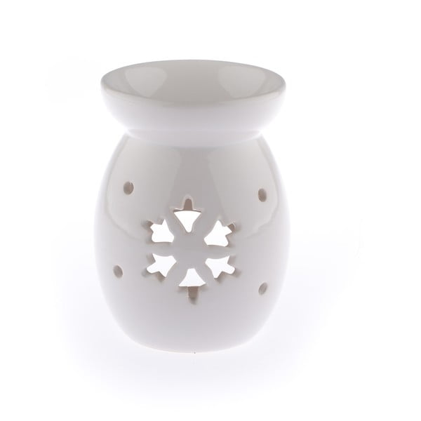 Bela keramična aromaterapevtska svetilka z motivom Snowflakes Dakls, višina 14 cm