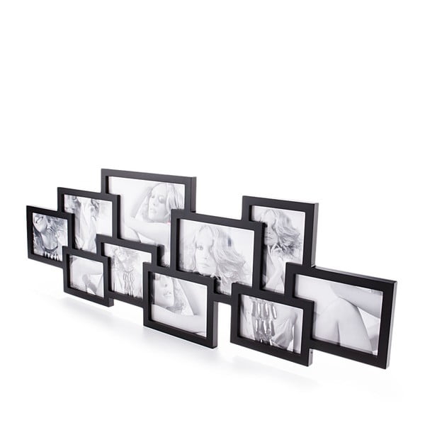Črn stenski foto okvir za 10 fotografij Tomasucci Collage