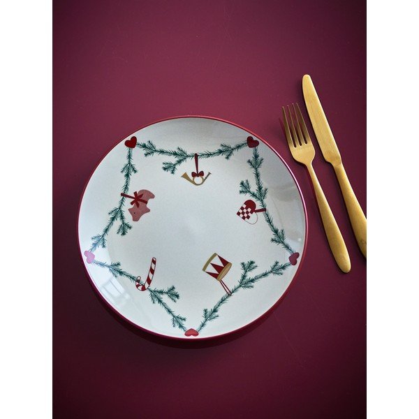 Kremno bel krožnik z božičnim motivom iz kamenine ø 25,5 cm Yule – Bloomingville-image-2
