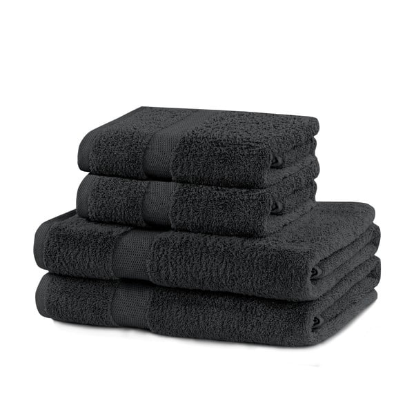 Temno sivi frotirni bombažni komplet brisač 4 ks Marina – Restilo