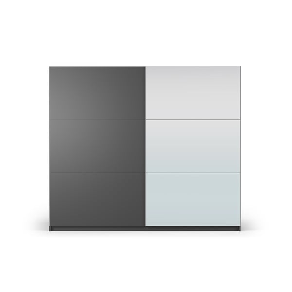 Temno siva omara z ogledalom in drsnimi vrati 250x215 cm Lisburn - Cosmopolitan Design