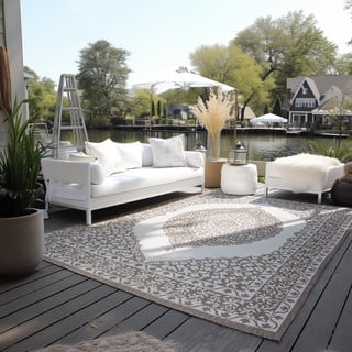 Rjava/kremno bela zunanja preproga 80x150 cm Gemini – Elle Decoration