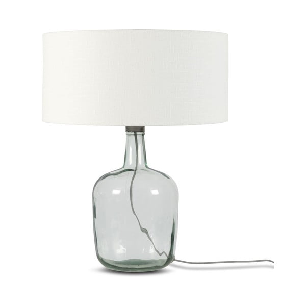 Namizna svetilka z belim senčnikom in strukturo iz recikliranega stekla Good&Mojo Murano, ⌀ 47 cm