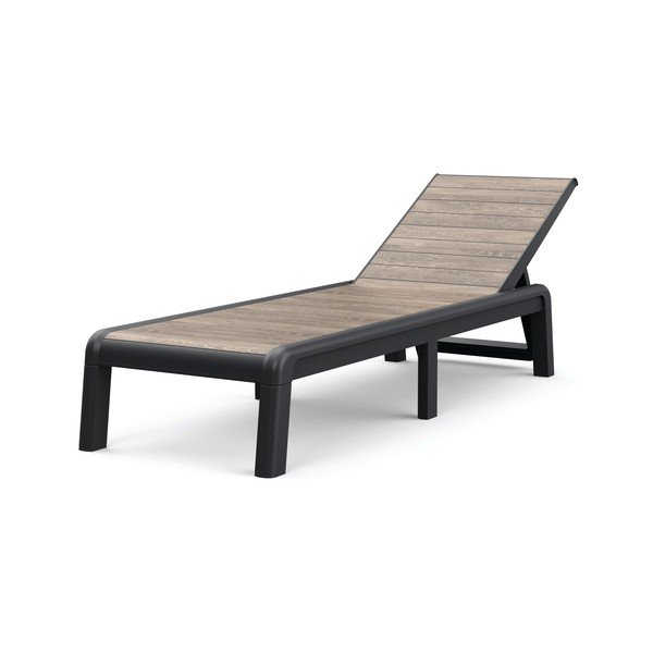 Rjav plastičen nastavljiv in zložljiv vrtni ležalnik Deco Porto – Keter