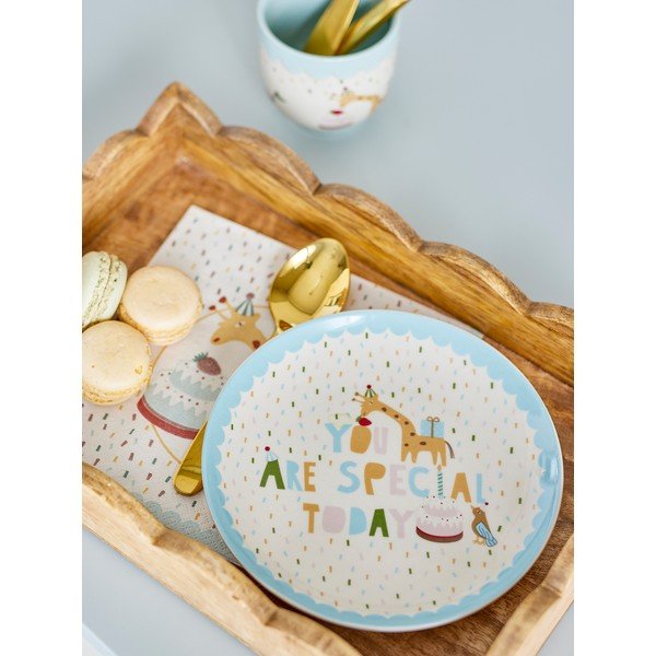 Svetlo moder/kremno bel otroški krožnik iz kamenine ø 16 cm Celebrate – Bloomingville Mini-image-2