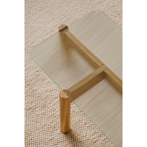 Klubska mizica s stekleno mizno ploščo v naravni barvi 55x105 cm Kob – noo.ma-image-4