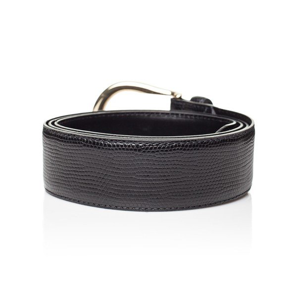 Črn usnjen ženski pas Ferruccio Laconi Tyche, dolžina 95 cm-image-1