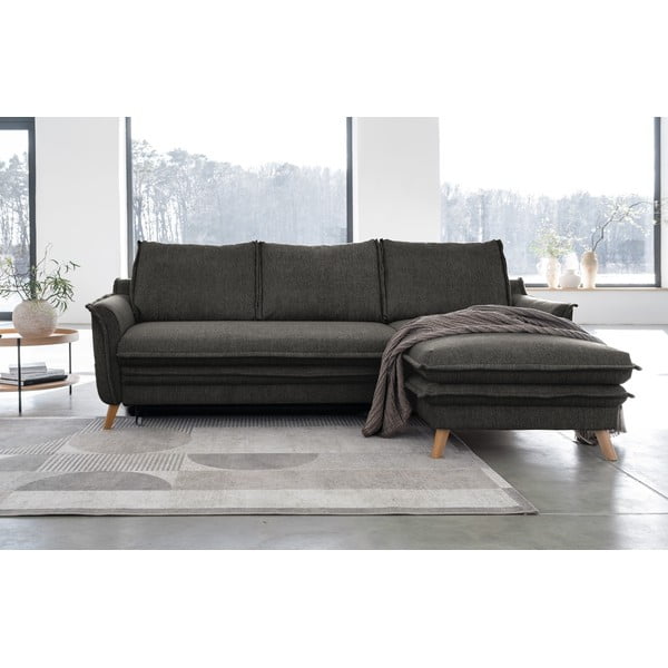 Temno siva raztegljiva kotna sedežna garnitura (desni kot) Charming Charlie – Miuform-image-1