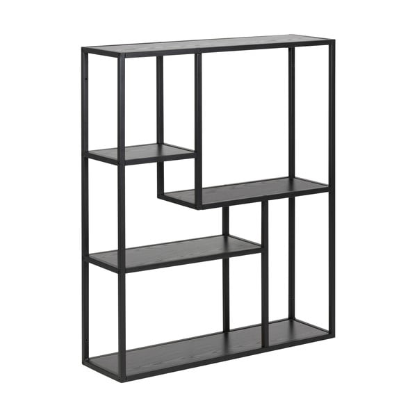 Črna stenska polica v jesenovem dekorju 75x91 cm Seaford – Actona-image-2