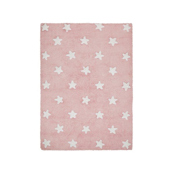 Rožnata pralna ročno tkana bombažna otroška preproga 120x160 cm Stars – Lorena Canals