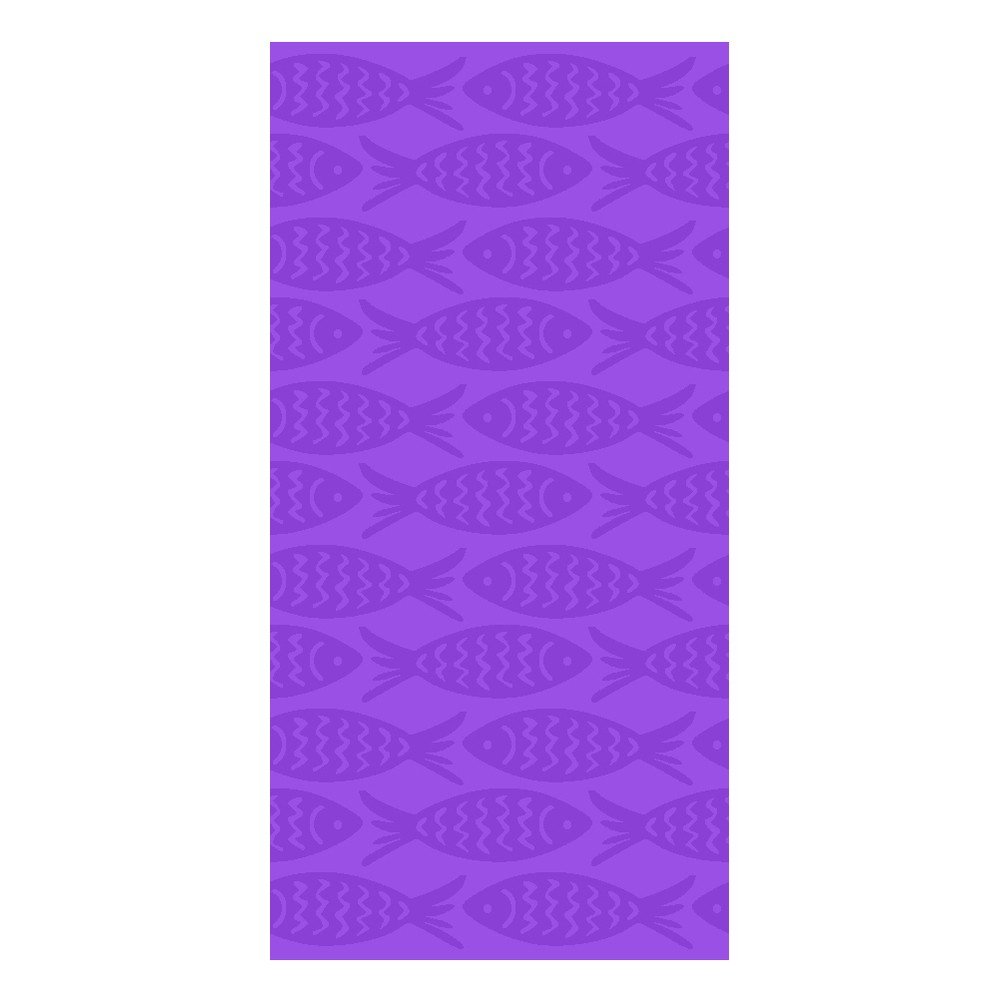Vijolična bombažna brisača za na plažo 70x140 cm Fishes
