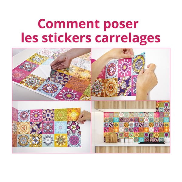 Komplet 60 dekorativnih stenskih nalepk Ambiance Fernando, 15 x 15 cm-image-3