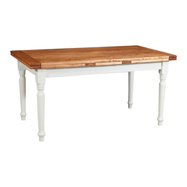 Biscottini Teigge lesena zložljiva jedilna miza z belo strukturo, 160 x 90 cm