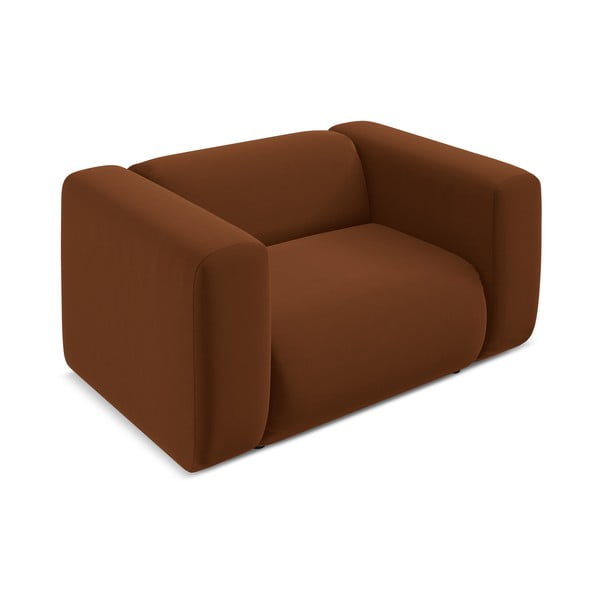 Oranžen/rjav žameten fotelj Ekahi – Makamii-image-3