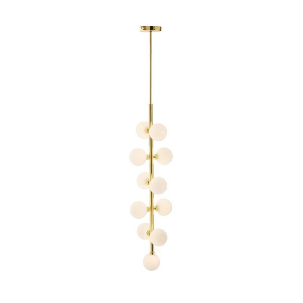 Bela/v zlati barvi kovinska viseča svetilka s steklenim senčilom ø 27 cm Trieste – Premier Housewares-image-4