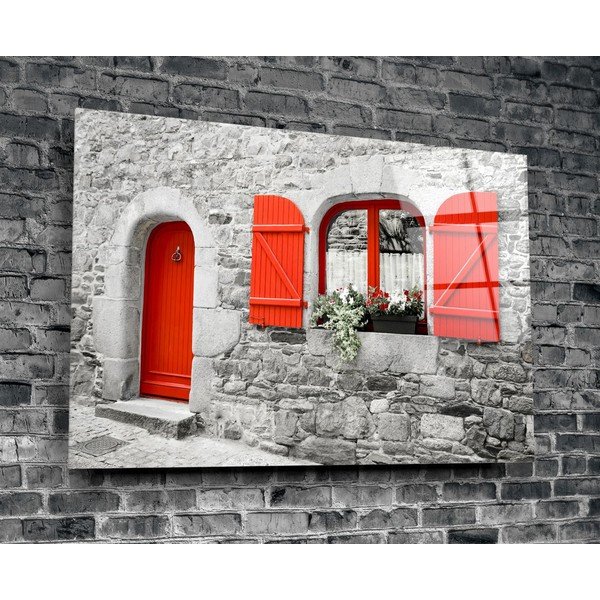 Steklena slika Insigne Red Door and Window-image-3