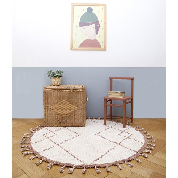 Belo- rjava bombažna ročno izdelana preproga Nattiot Come, ø 120 cm-image-2