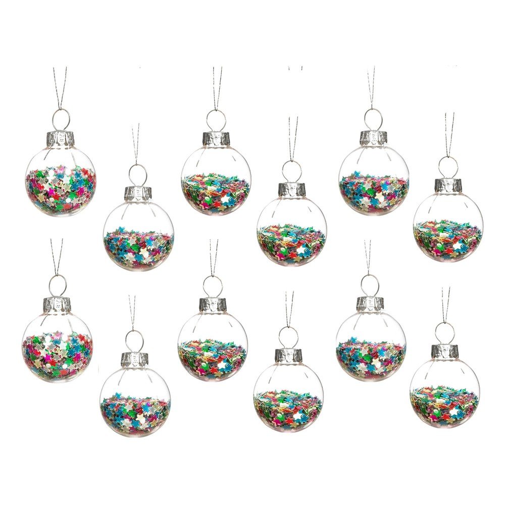 Stekleni božični okraski v kompletu 12 ks ø 3 cm Disco Stars Mini