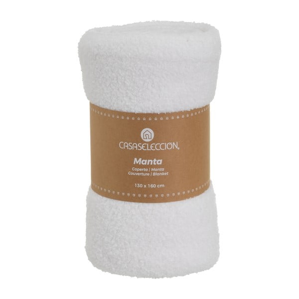 Bela odeja iz sherpa flisa 130x160 cm Sherpa Bouclé – Casa Selección-image-4