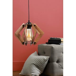 Črna stropna svetilka z lesenim senčnikom - Squid Lighting