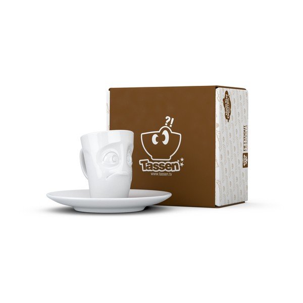Bela porcelanasta skodelica za espresso s podstavkom 58products, prostornina 80 ml-image-3