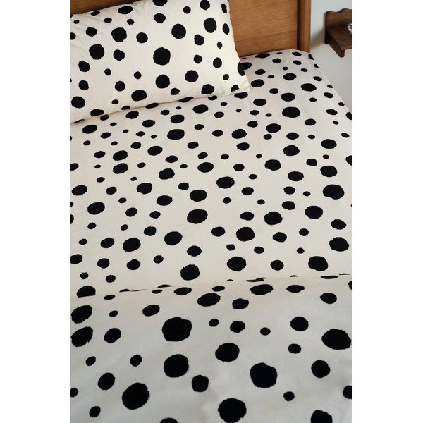 Črna/bež napenjalna bombažna rjuha 90x200 cm Rigmor – Jotex-image-1
