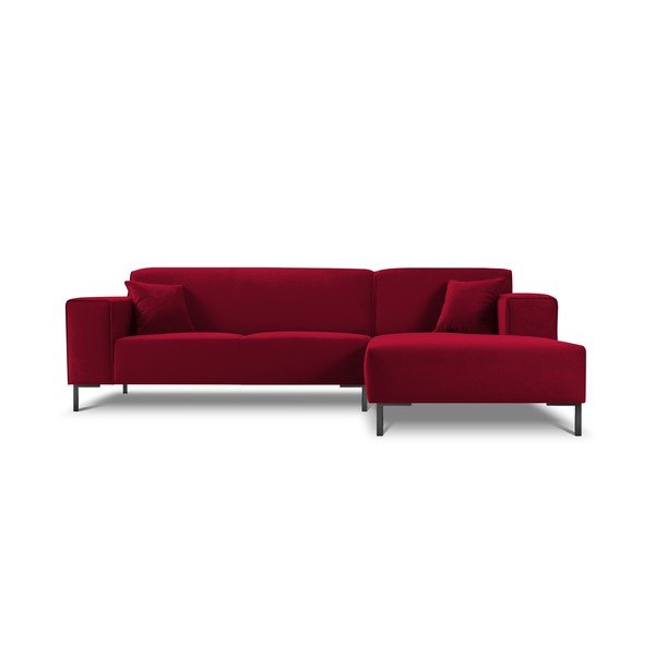 Rdeča žametna kotna sedežna garnitura Cosmopolitan Design Siena, desni kot-image-3