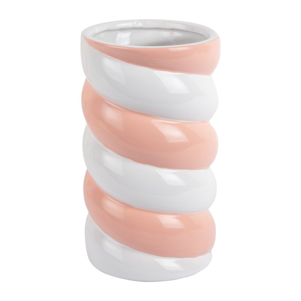 Belo-rožnata keramična vaza (višina 23 cm) Marshmallow