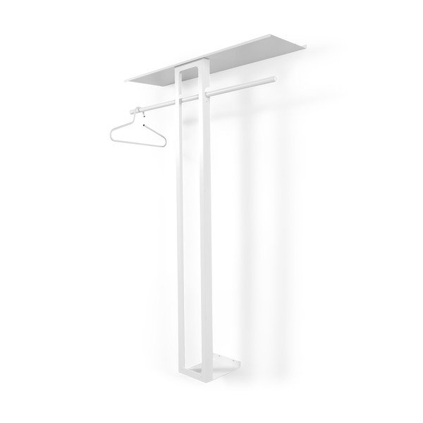 Bel jeklen stenski obešalnik s polico 100 cm Luno Large – Spinder Design