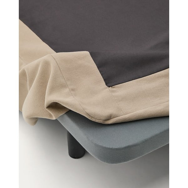 Sivorjava oblazinjena zakonska postelja 160x200 cm Jaira – Kave Home-image-1