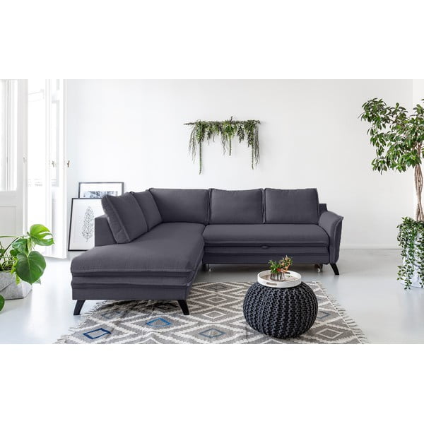 Antracitno siva raztegljiva sedežna garnitura Miuform Charming Charlie L, levi kot-image-1