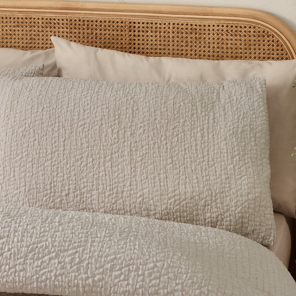 Svetlo rjava podaljšana posteljnina za zakonsko posteljo iz krepa 230x220 cm Crinkle Seersucker – Catherine Lansfield-image-2