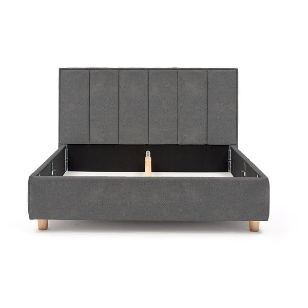 Svetlo siva zakonska postelja z vzglavjem in prostorom za shranjevanje ProSpánek Wega, 180 x 200 cm-image-3