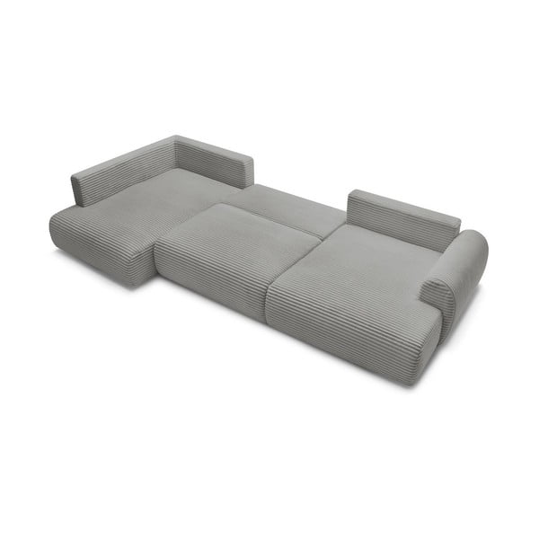 Temno siva raztegljiva/s prostorom za shranjevanje kotna sedežna garnitura iz rebrastega žameta (levi kot/v obliki črke "U") Lucien – Bobochic Paris-image-4