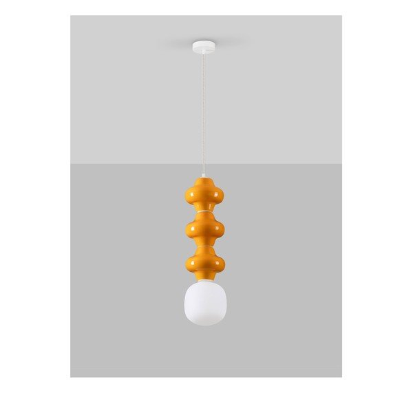 Bela/oranžna keramična viseča svetilka s steklenim senčilom ø 18 cm Clio – Nova Luce-image-2