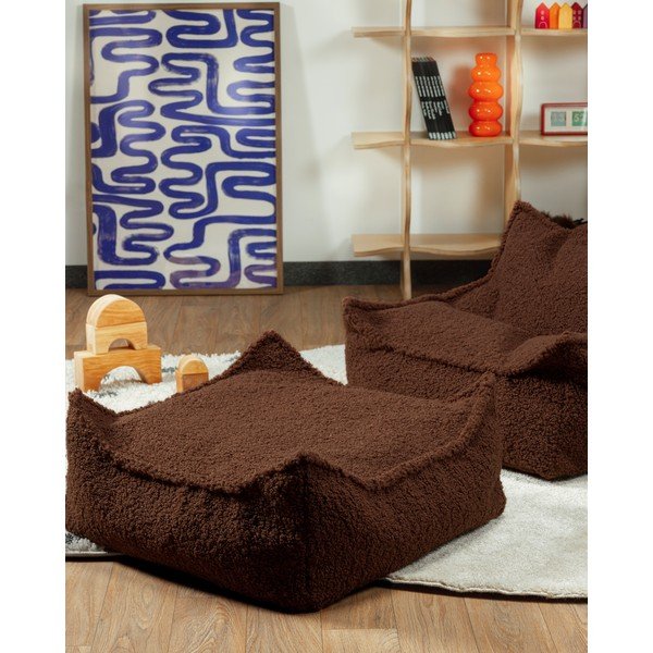 Temno rjav otroški tabure iz tkanine bouclé Warm Hazel – Wigiwama-image-3