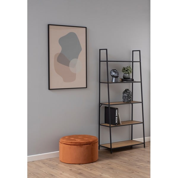 Bakreno oranžen žameten tabure Actona Retina, ⌀ 60 cm-image-3