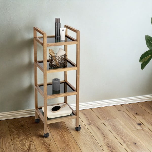 Črna/naravna kopalniška polica iz masivne akacije 35x101,5 cm Fondi – Wenko-image-1