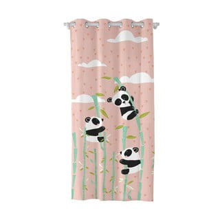 Rožnata bombažna zavesa Moshi Moshi Panda Garden baby, 140 x 265 cm