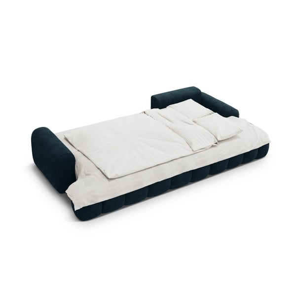 Modrozelena žametna raztegljiva/s prostorom za shranjevanje kotna sedežna garnitura (desni kot/z ležalnikom) Linz – Cosmopolitan Design-image-4