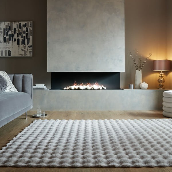 Svetlo sivo sintetično krzno 160x230 cm Waffle Faux Fur – Flair Rugs-image-1