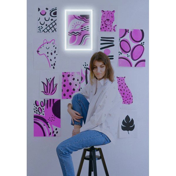 Bela stenska svetleča dekoracija Candy Shock Rectangle, 30 x 40 cm-image-2