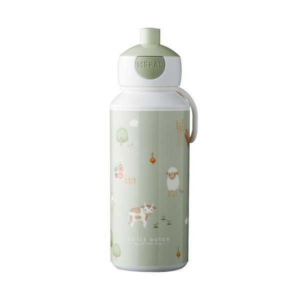 Svetlo zelena otroška steklenička za vodo 400 ml Little farm – Mepal
