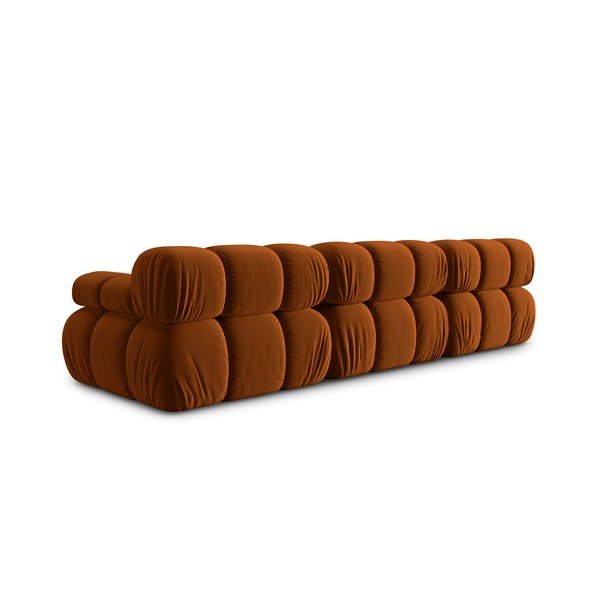 Oranžna žametna sedežna garnitura 282 cm Bellis – Micadoni Home-image-4