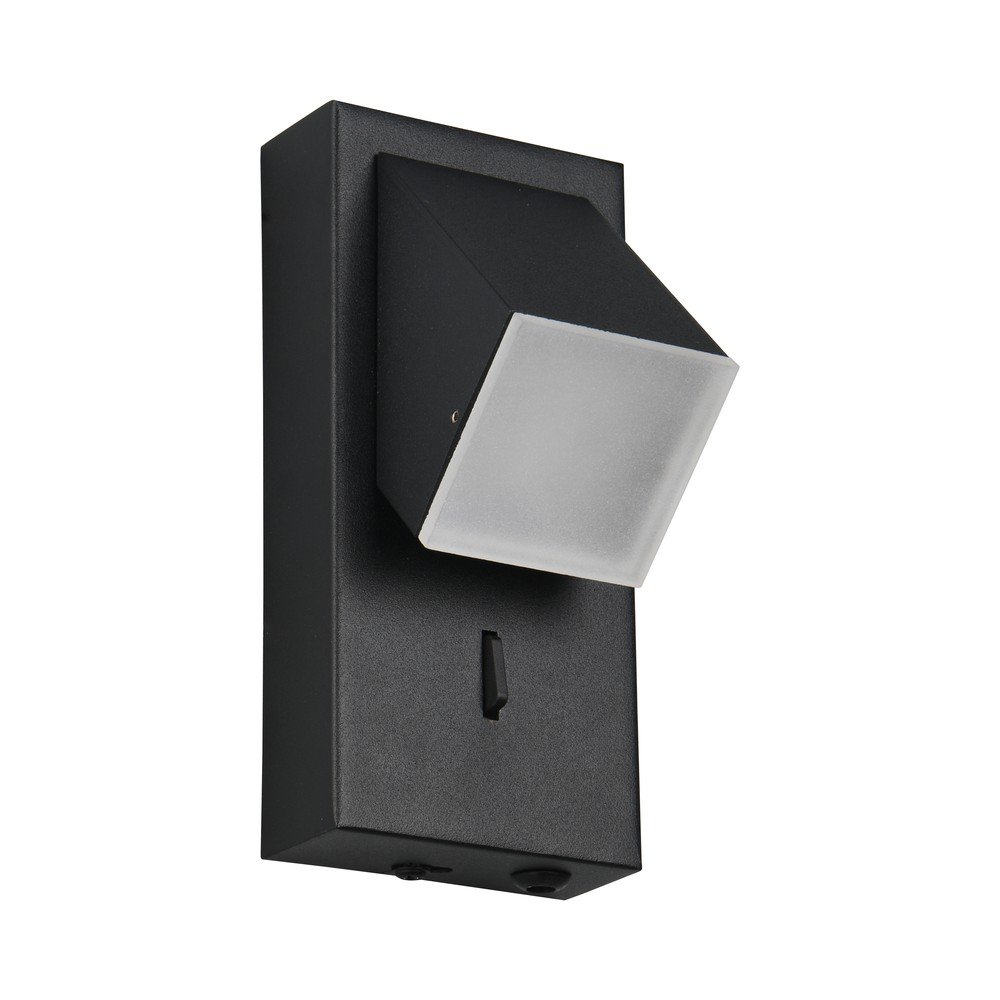 Mat črna LED stenska svetilka Raglan