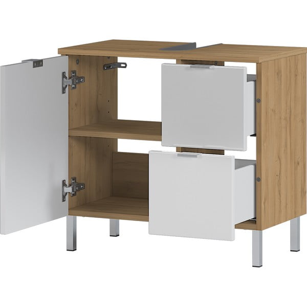 Bela omarica za pod umivalnik s hrastovim dekorjem Germania Mauresa, širina 60 cm-image-3