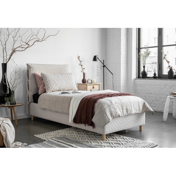 Bež oblazinjena postelja z letvenim dnom 90x200 cm Sleepy Luna - Miuform-image-3