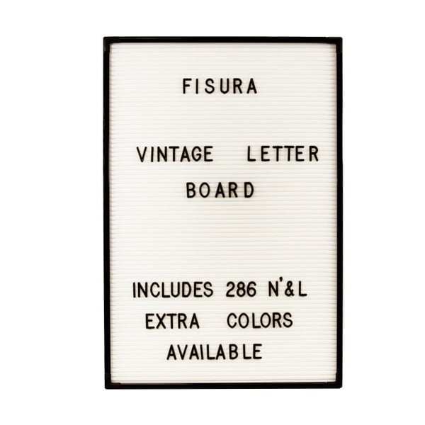 Bela stenska tabla s črnimi črkami Fisura Vintage