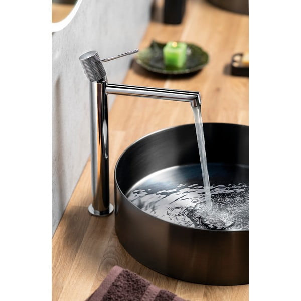 Stoječa armatura za umivalnik v sijajno srebrni barvi Solaris – Sapho-image-2