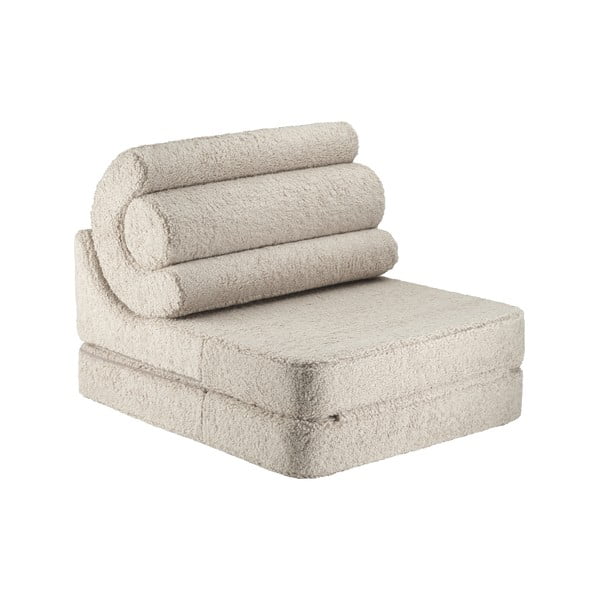 Svetlo rjav otroški fotelj iz tkanine bouclé Flipster – Wigiwama